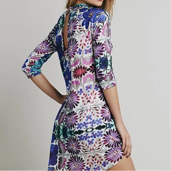 Free People Psychedelic Floral Dress SP Boho Festival Party Rave Art Fun Vibes - Picture 11 of 13